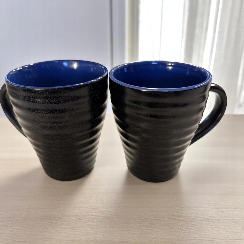 Port of Call Tides-Blue Sakura Set of 2 Cups Mugs Coffee Tea 4.5" tall
